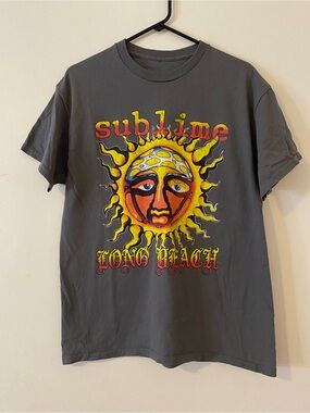 Sublime 100% cotton Long Beach Sun Graphic Tee - Charcoal